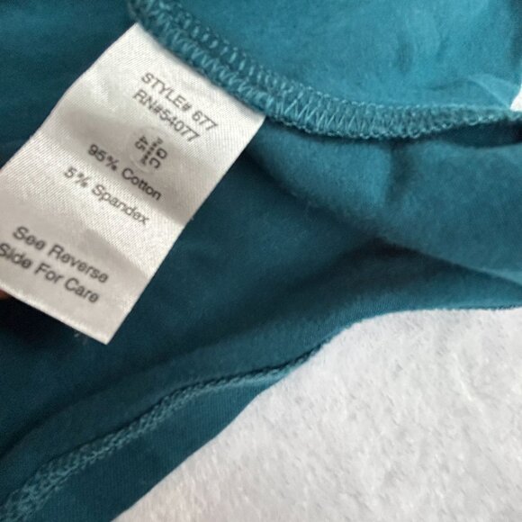 CAbi Womens Teal Blue Diamond Faux Wrap Surplice Blouse Top Large Stretch Casual - Picture 8 of 9
